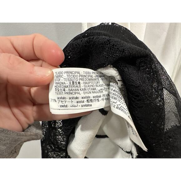 Zara Black White Satin Effect Maxi Long Dress Medium M NEW - Picture 10 of 10